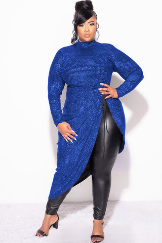 Final Sale Plus Size Faux Sequin Hologram Top in Blue