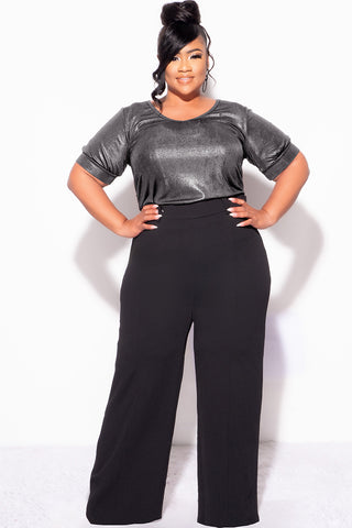 Final Sale Plus Size Top in Metallic Grey