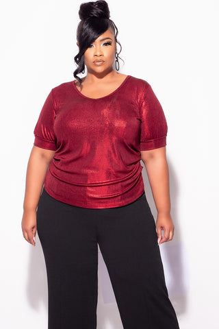 Final Sale Plus Size Blouse in Metallic Red