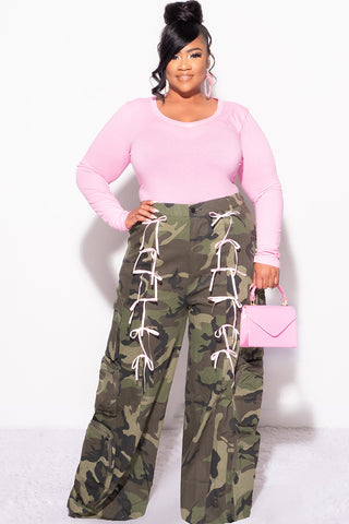 Final Sale Plus Size Long Sleeve Top in Pink