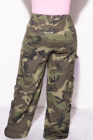 Final Sale Plus Size Pink Ribbon Cargo Pant in Camouflage Print