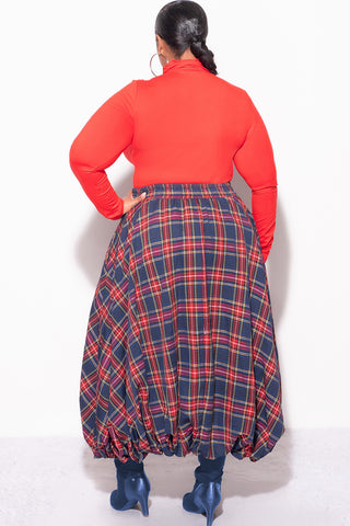 Final Sale Plus Size Colorblock Maxi Bubble Skirt in Plaid Print