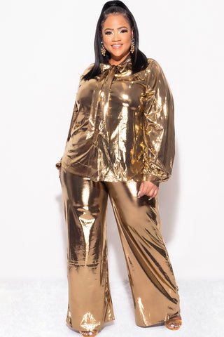 Womens Pants Gold Pant Suit Plus Size Final Sale Plus Size 2pc Button Up Top Palazzo Womens Pants Gold Pant Suit Plus Size Final Sale Plus Size 2pc Button Up Top Palazzo