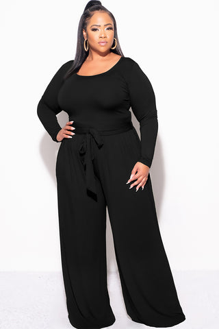 Final Sale Plus Size 2pc Crop Top and Palazzo Pant Set in Black