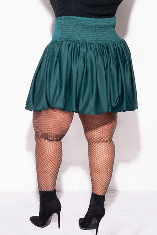 Final Sale Plus Size Bubble Mini Skirt in Green