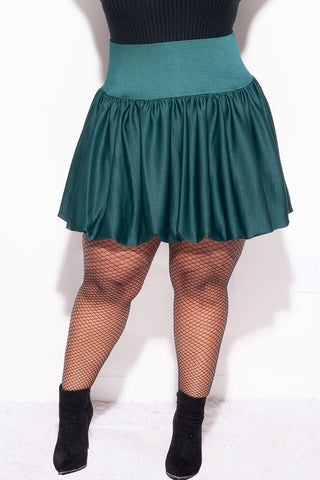 Final Sale Plus Size Bubble Mini Skirt in Green