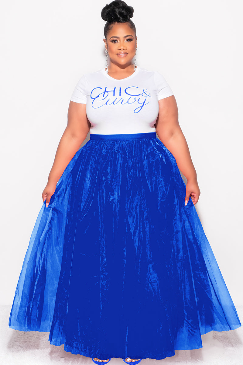Final Sale Plus Size Maxi Tulle Tutu Skirt in Royal Blue (SKIRT