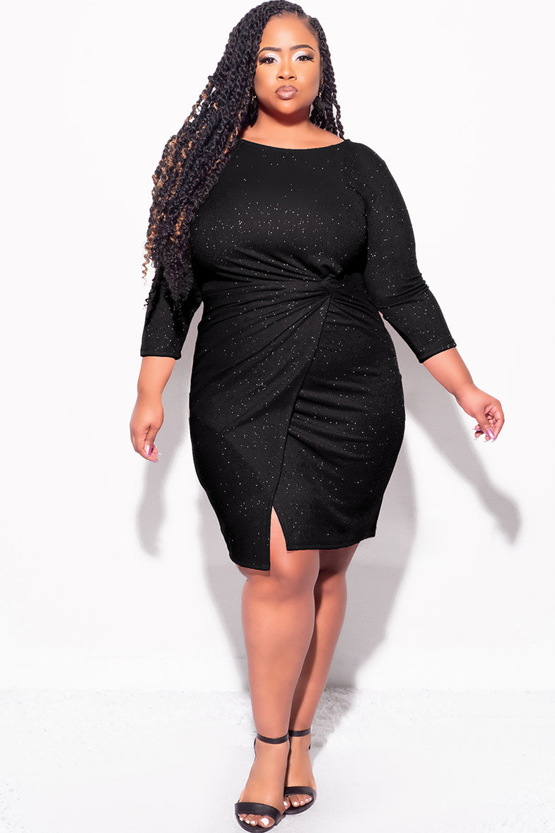 curvy little black dress Plus Size Sultry Nights Ruched Midi Dress