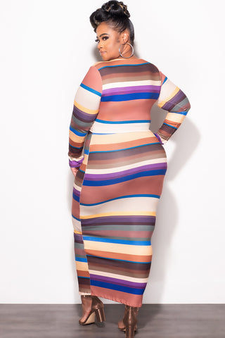 Final Sale Plus Size 2pc Long Sleeve Crop Top and Skirt Set in Multi C Chic And Curvy Final Sale Plus Size 2pc Long Sleeve Crop Top and Skirt Set in Multi C Chic And Curvy