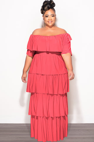Final Sale Plus Size 2pc Ruffle Tiered Off the Shoulder Crop Top Maxi Chic And Curvy Final Sale Plus Size 2pc Ruffle Tiered Off the Shoulder Crop Top Maxi Chic And Curvy