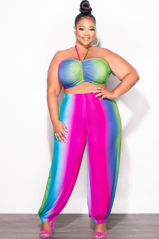 Final Sale Plus Size 2pc Halter Set in Ombré Print