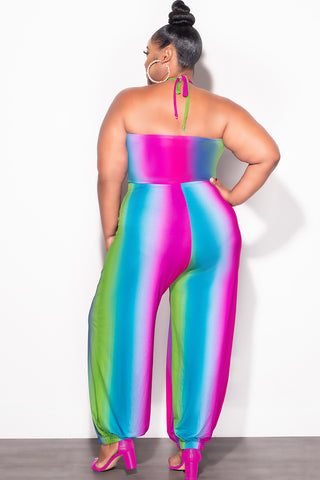 Final Sale Plus Size 2pc Halter Set in Ombré Print