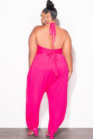 Final Sale Plus Size 2pc Halter Top and Harem Pants in Pink