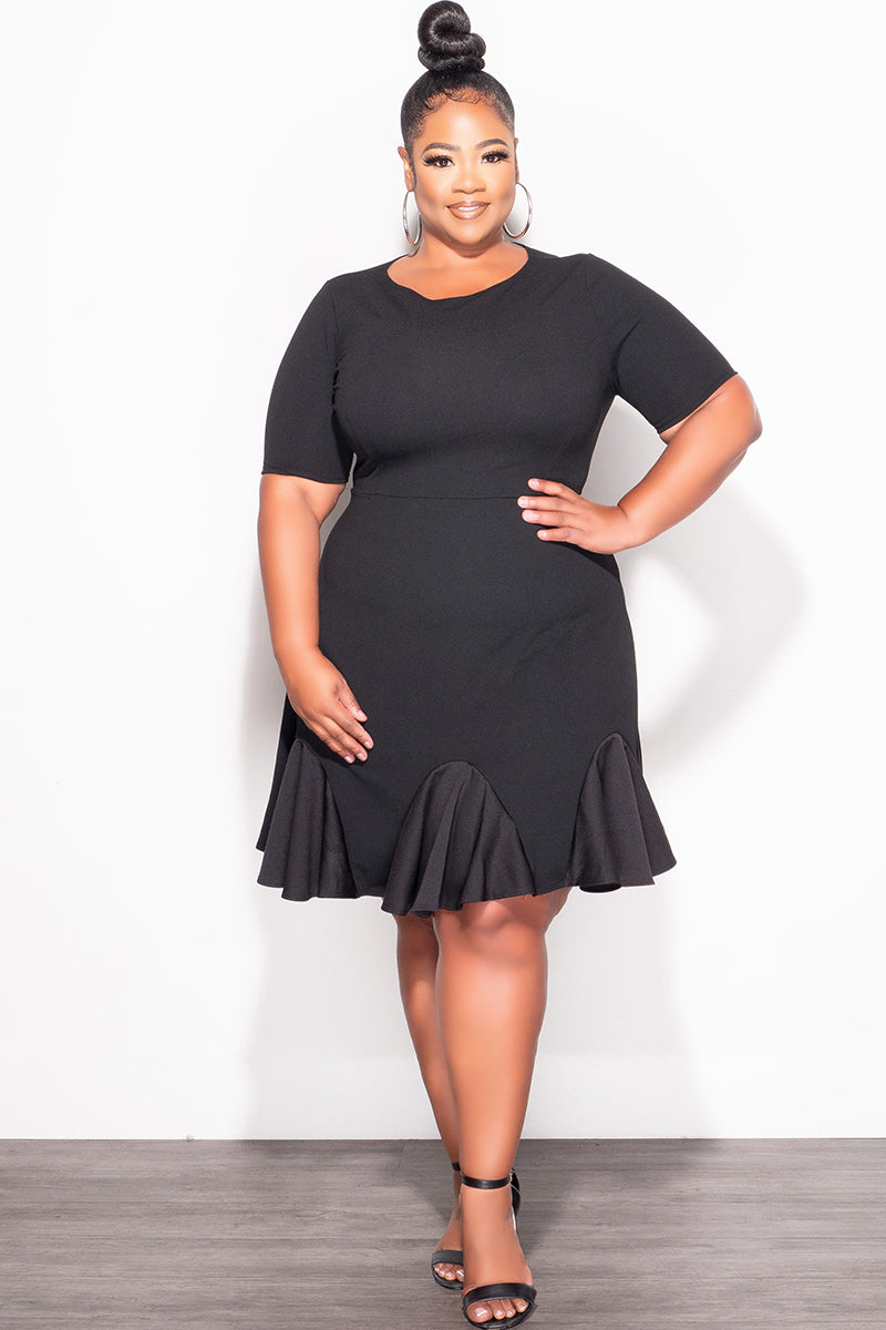 Final Sale Plus Size Ruffle Dress in Black