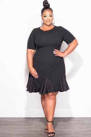 Final Sale Plus Size Ruffle Dress in Black