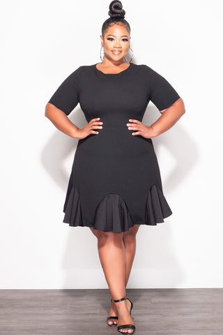 Final Sale Plus Size Ruffle Dress in Black
