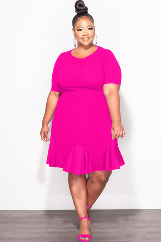 Final Sale Plus Size Ruffle Dress in Fuchsia