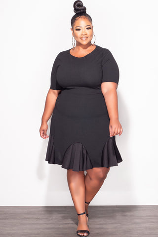 Final Sale Plus Size Ruffle Dress in Black