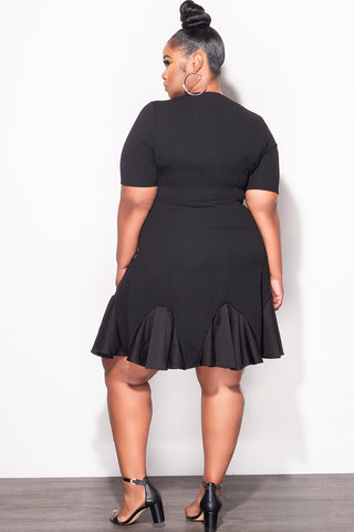Final Sale Plus Size Ruffle Dress in Black