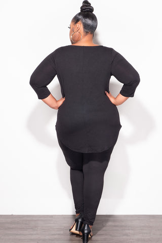Final Sale Plus Size 2pc Top with Crisscross Front and Match Leggings in Black