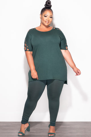 Final Sale Plus Size Top and Legging Set in Hunter Green