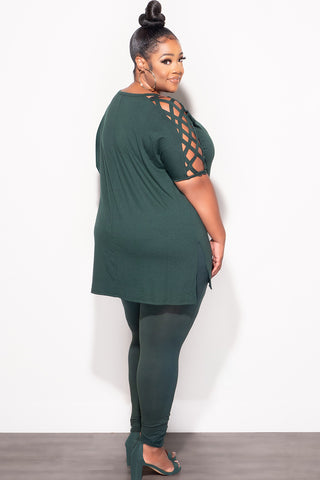 Final Sale Plus Size Top and Legging Set in Hunter Green