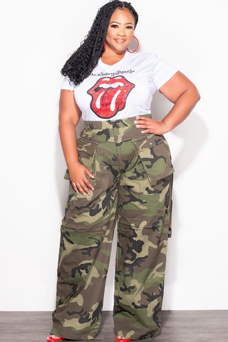 Final Sale Plus Size Cargo Pants in Camouflage Print
