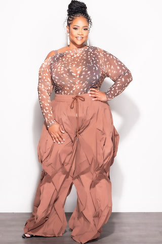 Final Sale Plus Size Off The Shoulder Sheer Top in Bambi Animal Print