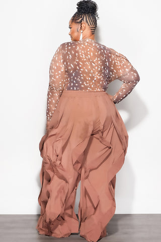 Final Sale Plus Size Off The Shoulder Sheer Top in Bambi Animal Print