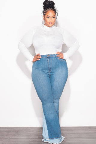Final Sale Plus Size Ribbed Turtleneck in Off White Ivory (Top Only)