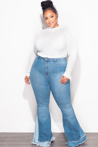 Final Sale Plus Size Ribbed Turtleneck in Off White Ivory (Top Only)