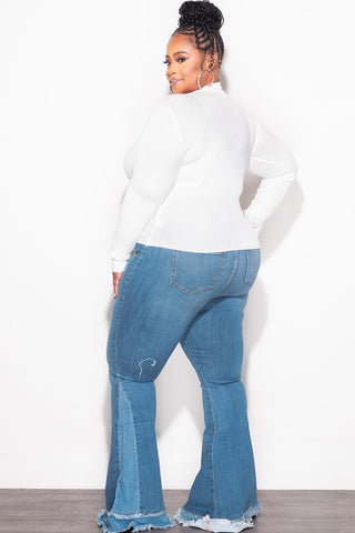 Final Sale Plus Size Ribbed Turtleneck in Off White Ivory (Top Only)
