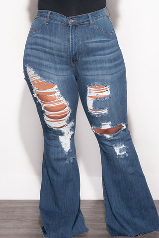Final Sale Plus Size Distressed Dark Denim Jeans