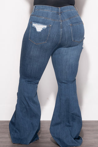 Final Sale Plus Size Distressed Dark Denim Jeans