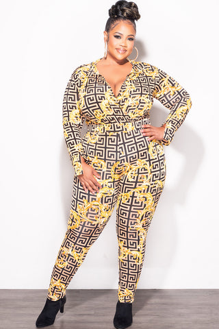 Final Sale Plus Size 2pc (Bodysuit & Pants) in Color Block Maze Print