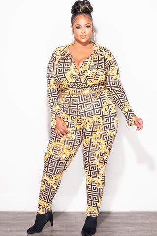 Final Sale Plus Size 2pc (Bodysuit & Pants) in Color Block Maze Print