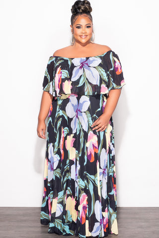 Final Sale Plus Size Strapless Chiffon Pleated Long Dress