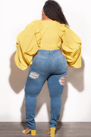 Final Sale Plus Size Wavy Crop Top in Yellow