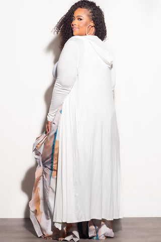 Final Sale Plus Size Hooded Duster in Ivory