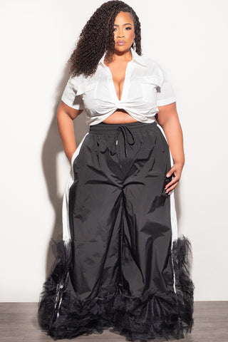 Final Sale Plus Size Short Sleeve Collar Crop Top in White