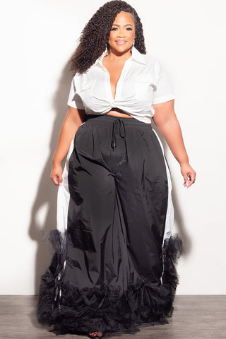 Final Sale Plus Size Short Sleeve Collar Crop Top in White