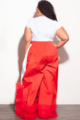 Final Sale Plus Size "Demure" Graphic Top in White and Red