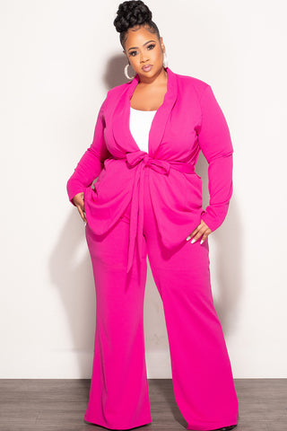 Final Sale Plus Size Blazer Suit 2pc Set in Fuchsia