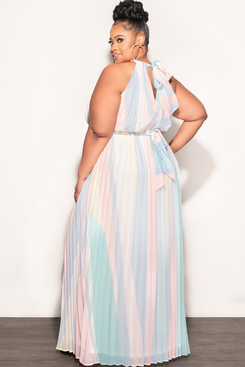 plus size halter neck maxi dress Plus Size Plus Halter Neck Elastic Waist Maxi Dress