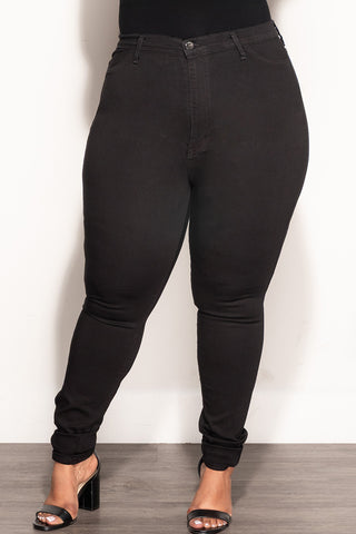 Final Sale Plus Size High Waist Denim Jeans in Black
