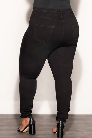 Final Sale Plus Size High Waist Denim Jeans in Black