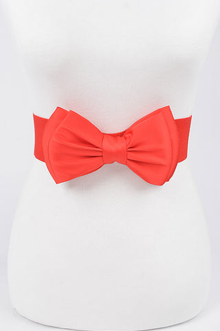 Final Sale Satin Ribbon Elastic Belt in Red