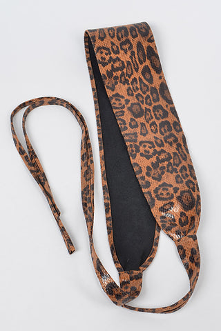 Final Sale Faux Leather Waist Tie Belt in Animal Print