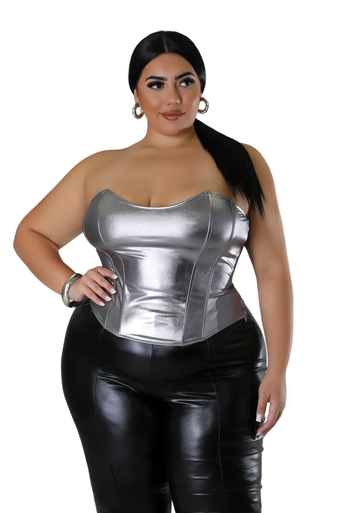 Final Sale Plus Size Tube Top in Silver