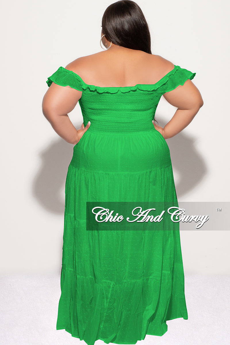 Final Sale Plus Size Sleeveless Frill Tiered Maxi Dress in Green